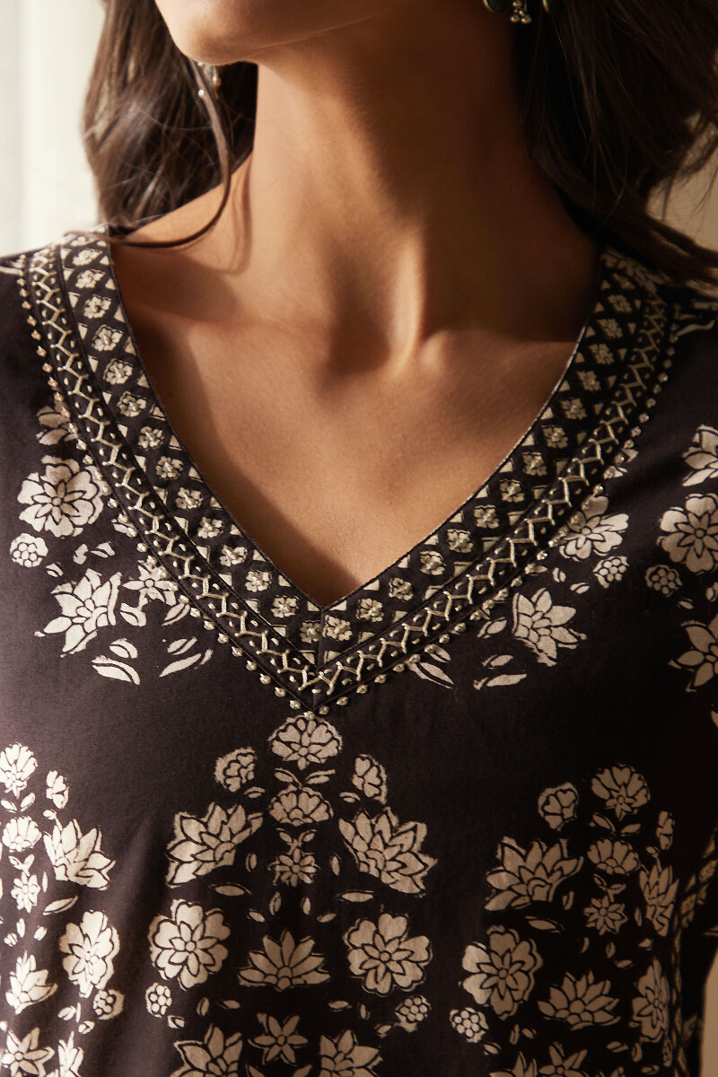 Bagru Hand Block-Printed Straight Cotton Kurta