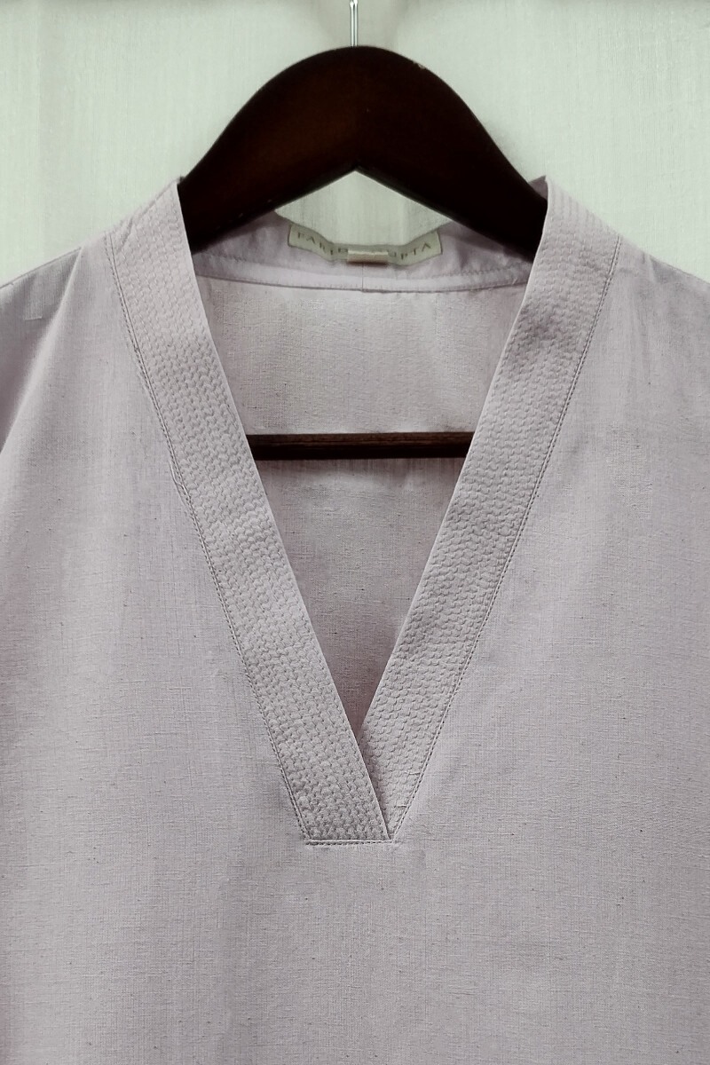 Light Purple Handcrafted Straight Handloom Cotton Kurta