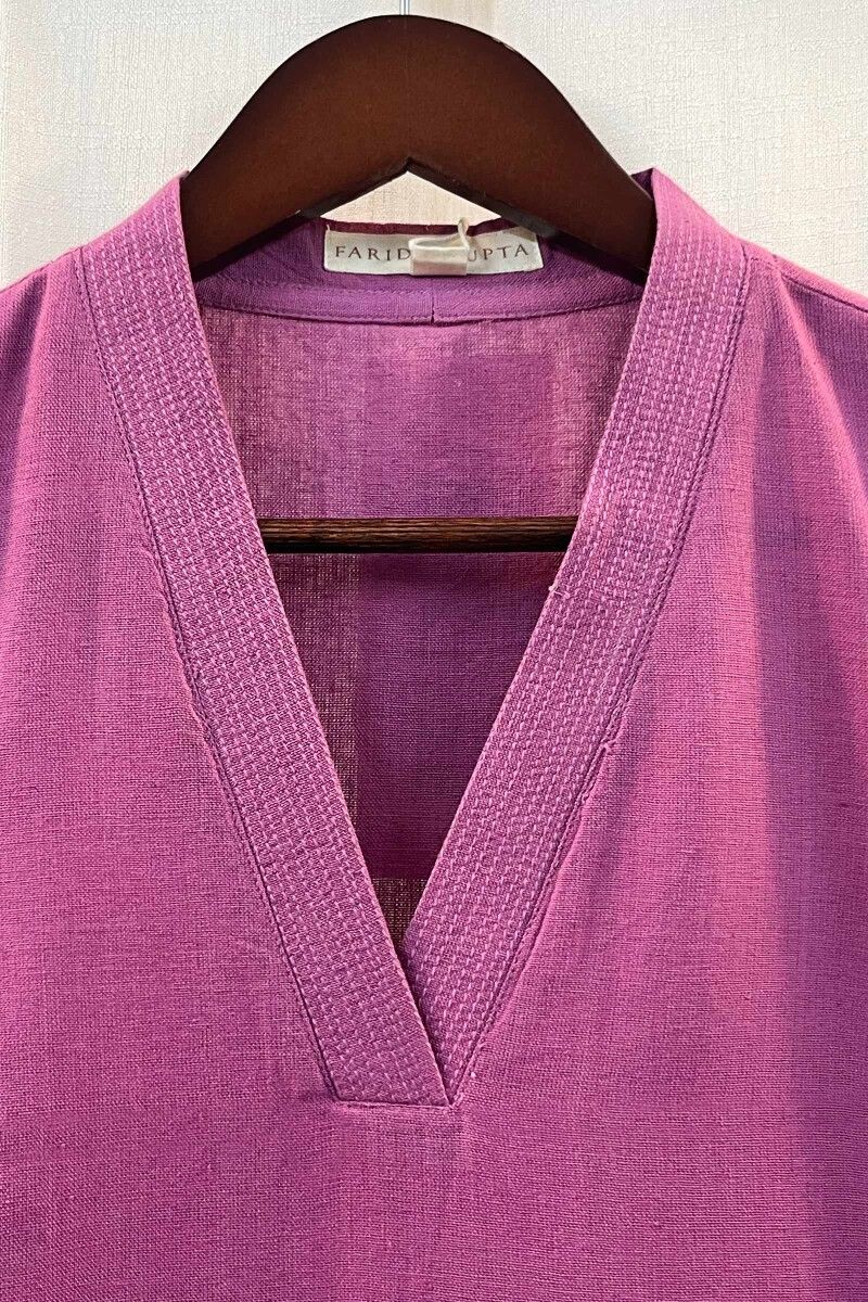 Purple Handcrafted Straight Handloom Cotton Kurta