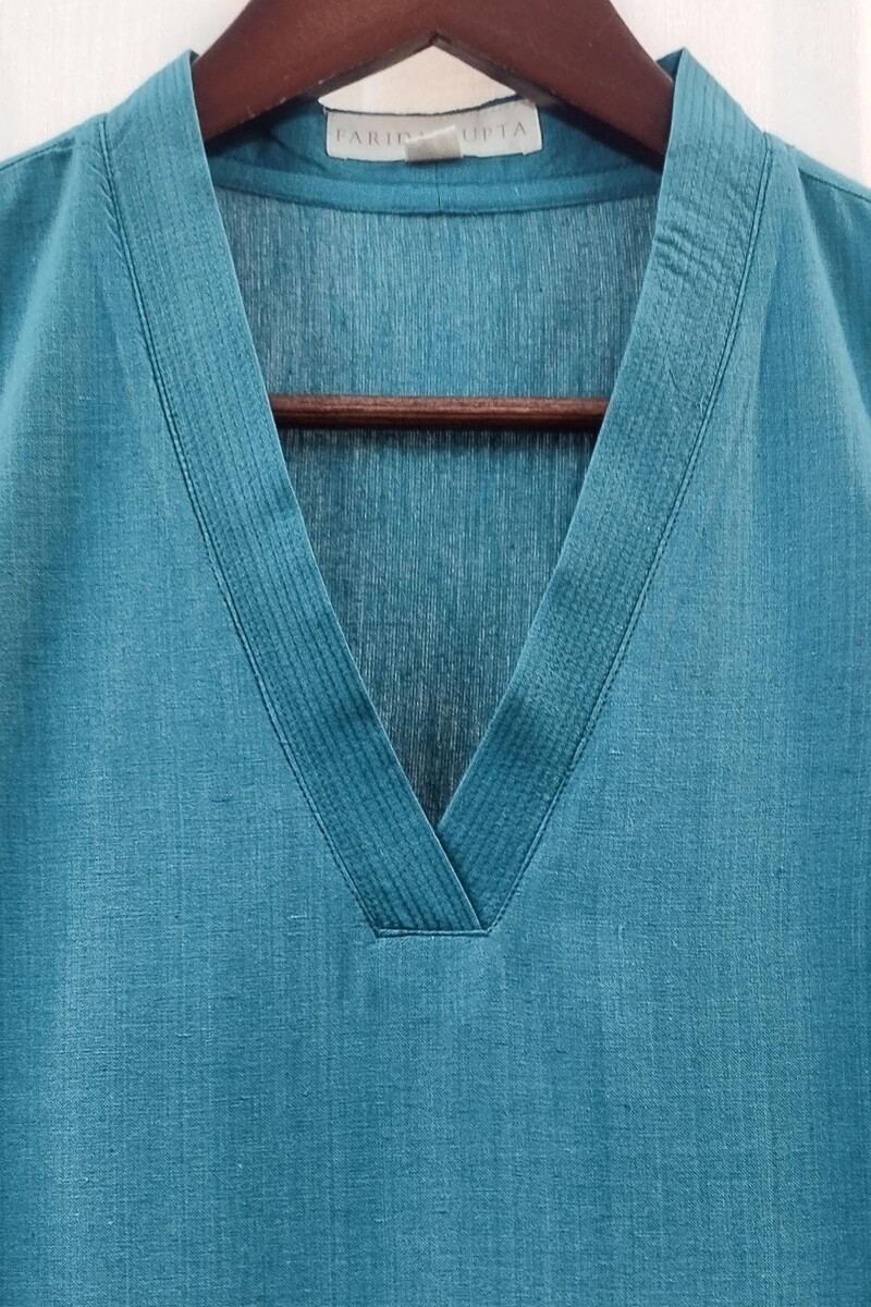 Pine Green Handcrafted Straight Handloom Cotton Kurta
