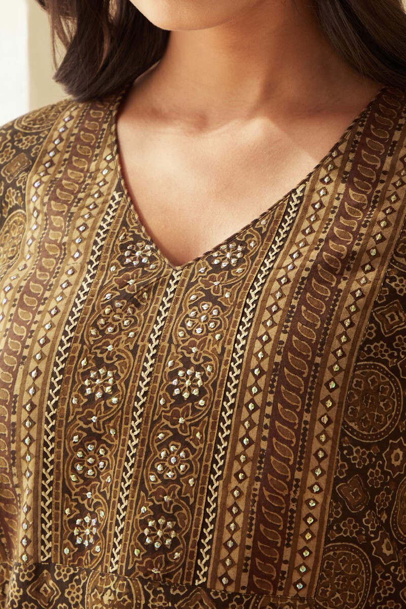 Ajrak Hand Block-Printed Cotton Top