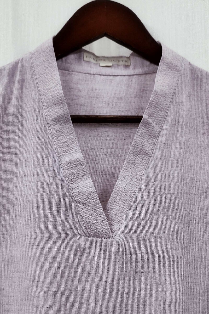 Purple Handcrafted Straight Handloom Cotton Kurta