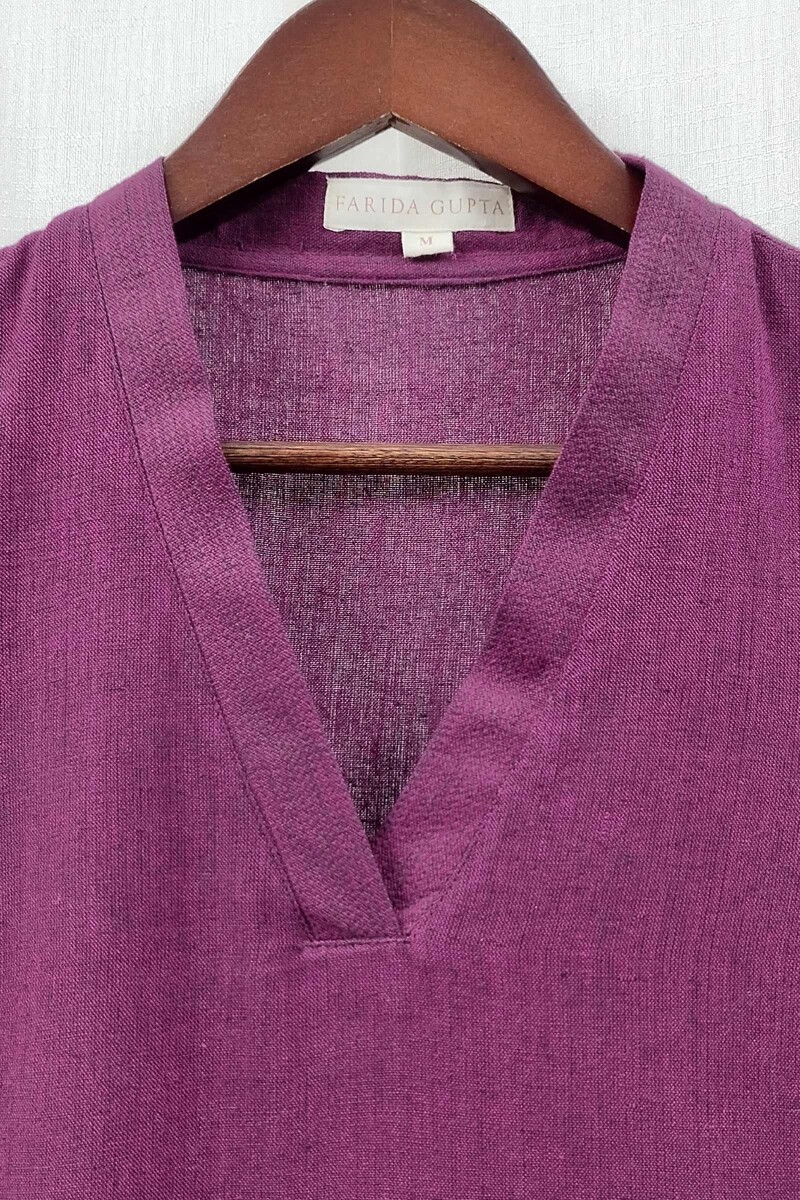 Dark Purple Handcrafted Straight Handloom Cotton Kurta