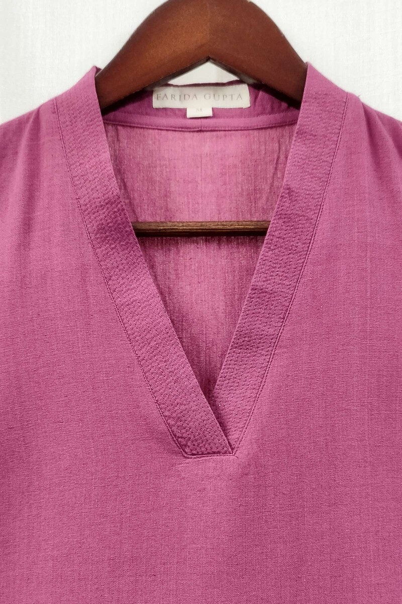 Dark Pink Handcrafted Straight Handloom Cotton Kurta