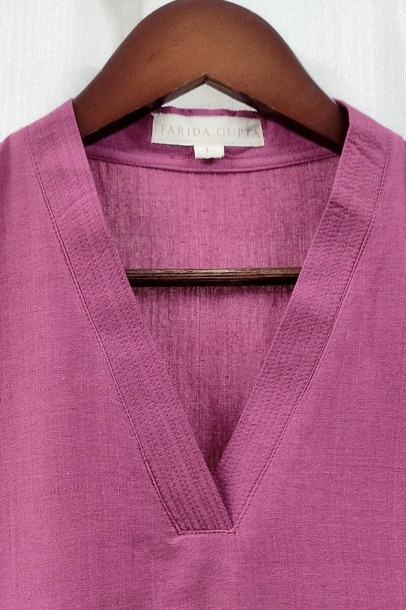 Dark Pink Handcrafted Straight Handloom Cotton Kurta