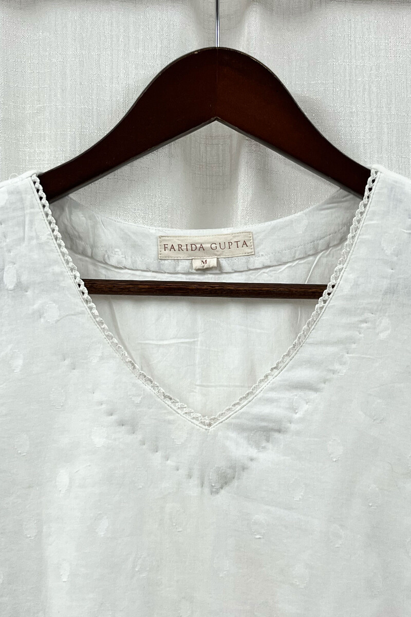 White Handcrafted Straight Cotton Dobby Kurta