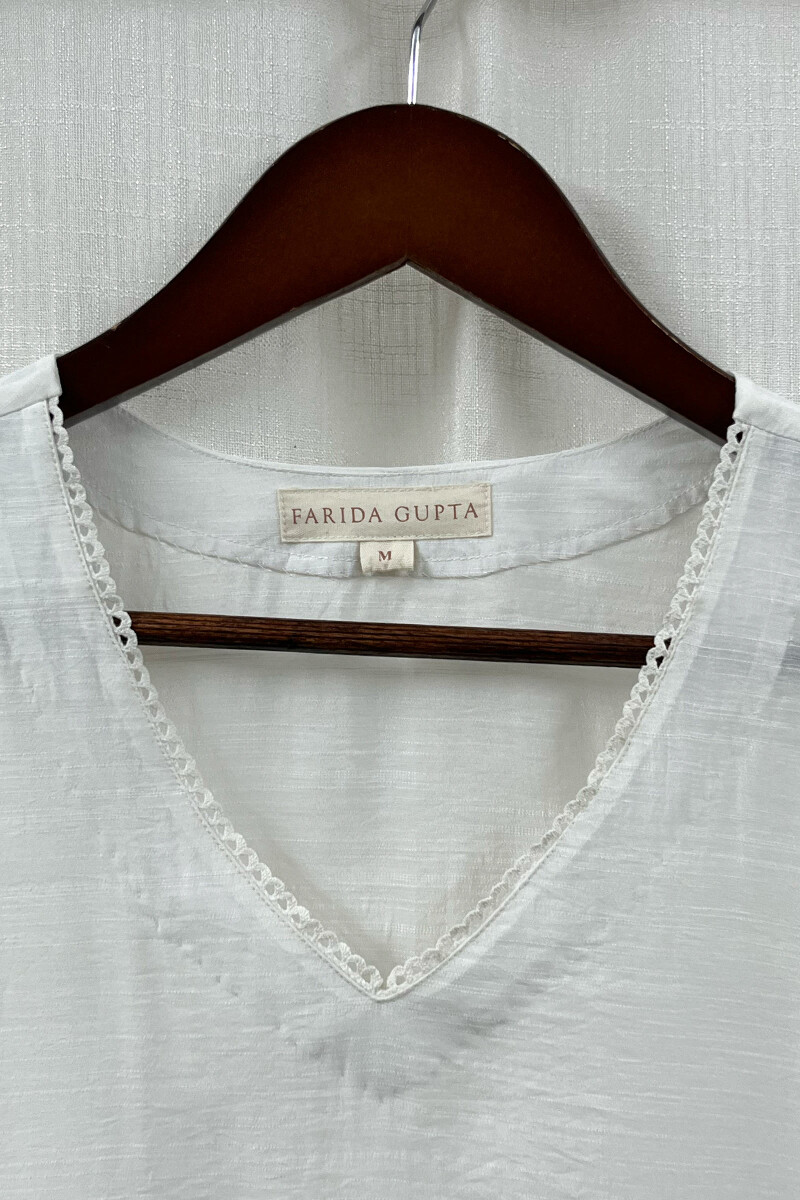 White Handcrafted Straight Viscose Kurta