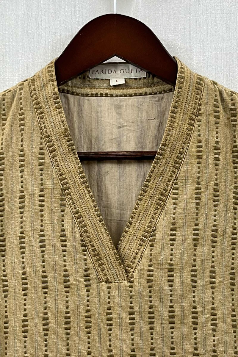 Flax Yellow Handcrafted Straight Handloom Cotton Kurta