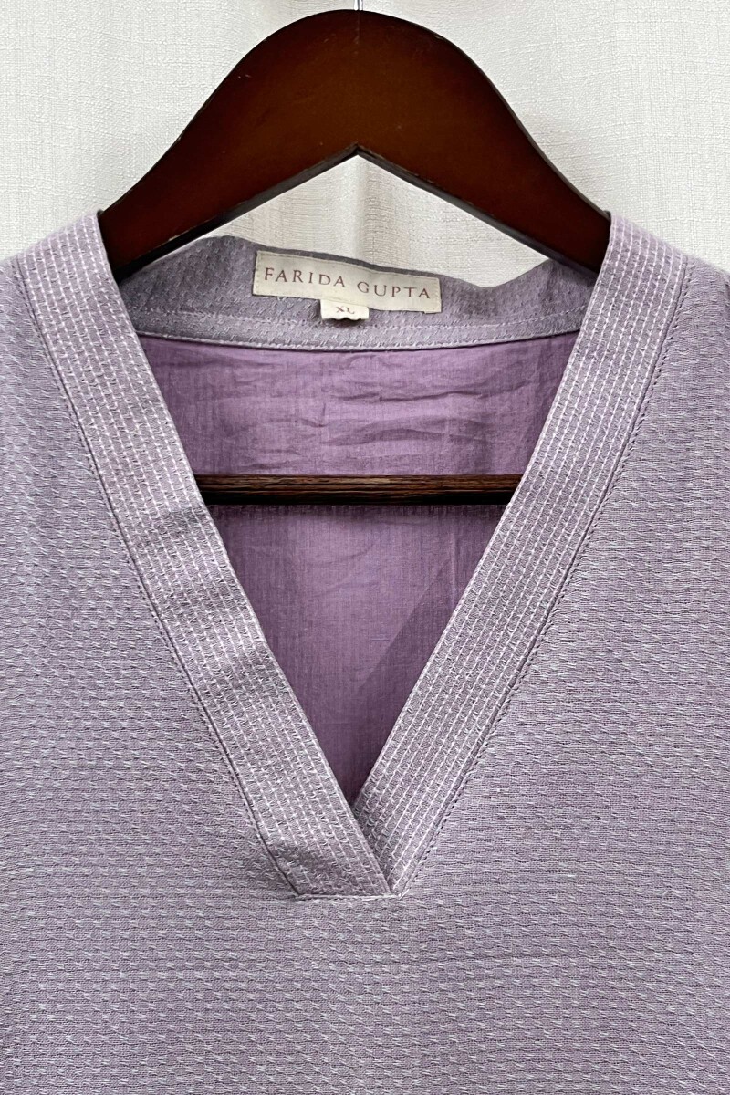 Purple Handcrafted Straight Handloom Cotton Kurta