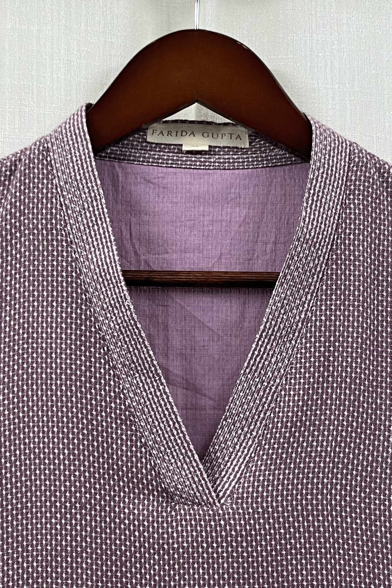 Purple Handcrafted Straight Handloom Cotton Kurta