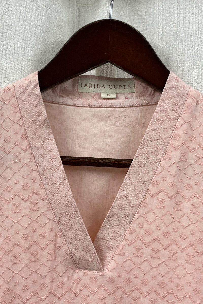Baby Pink Handcrafted Straight Handloom Cotton Kurta