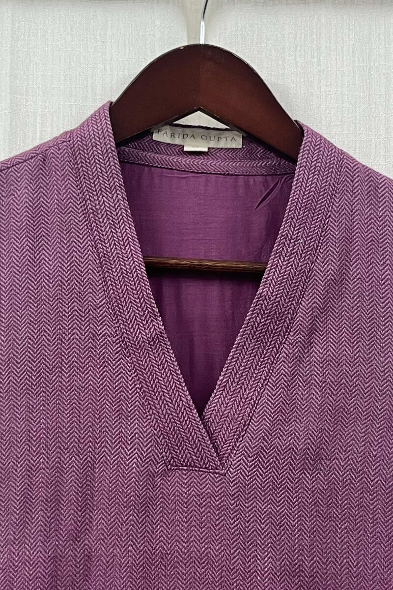 Dark Pink Handcrafted Straight Faux Wool Kurta