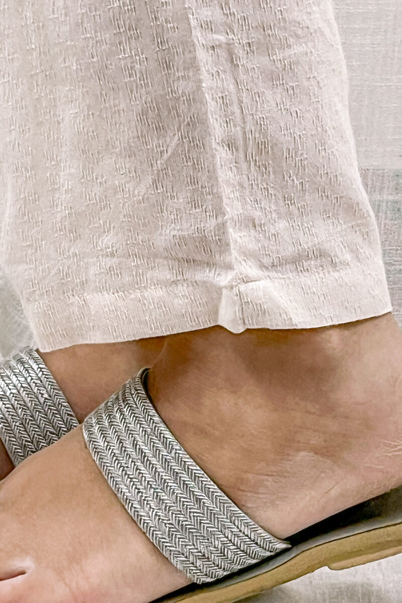 Light Pink Handcrafted Cotton Dobby Narrow Pants
