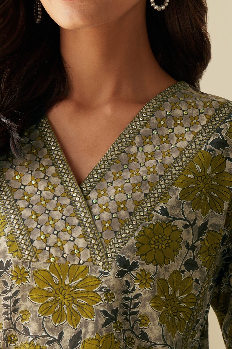 Bagru Hand Printed Straight Cotton Kurta