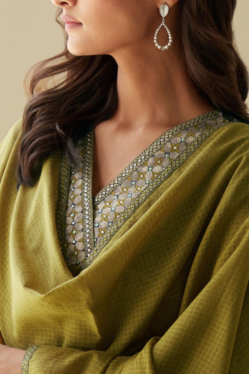 Green Handcrafted Kota Dupatta
