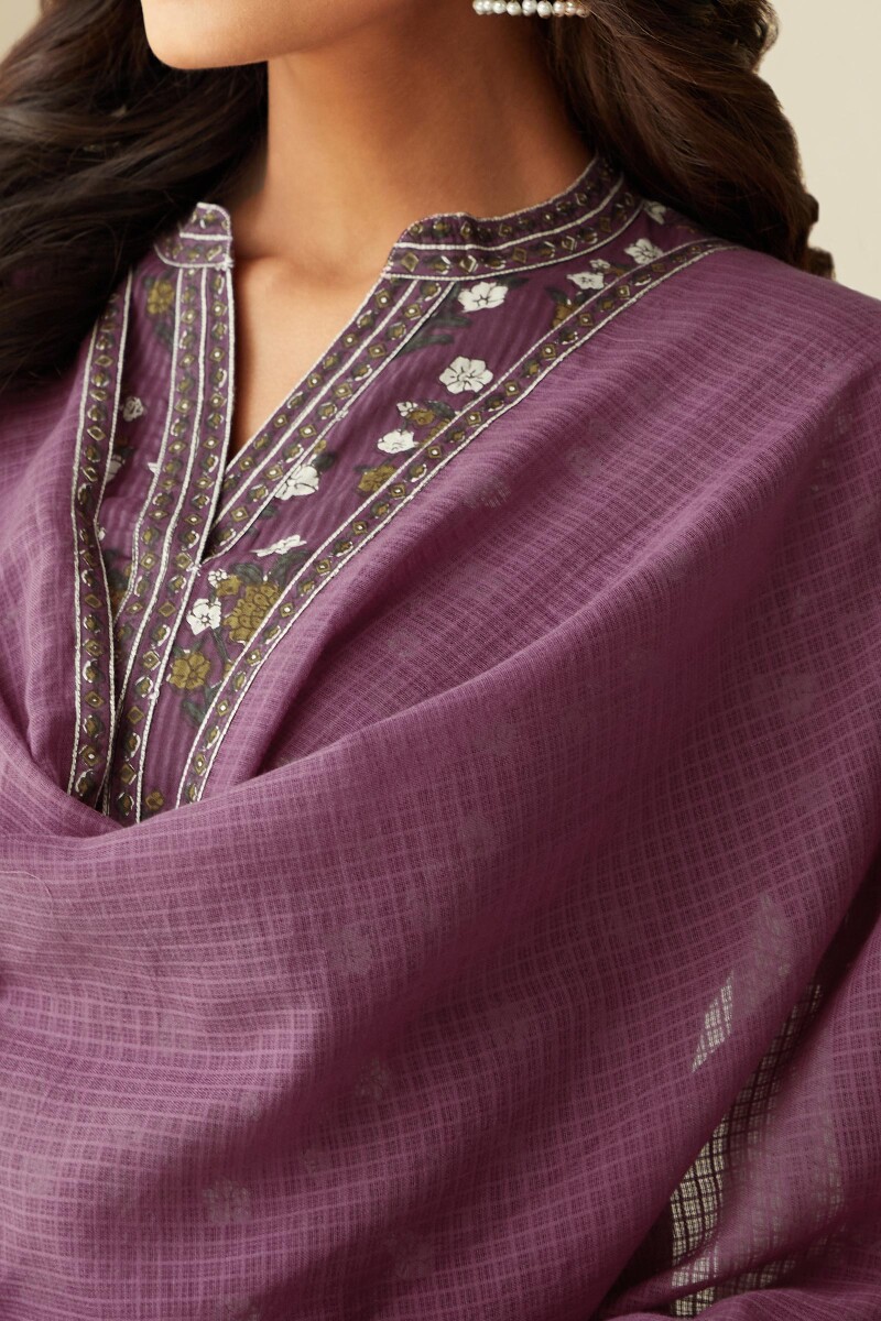 Purple Handcrafted Kota Dupatta