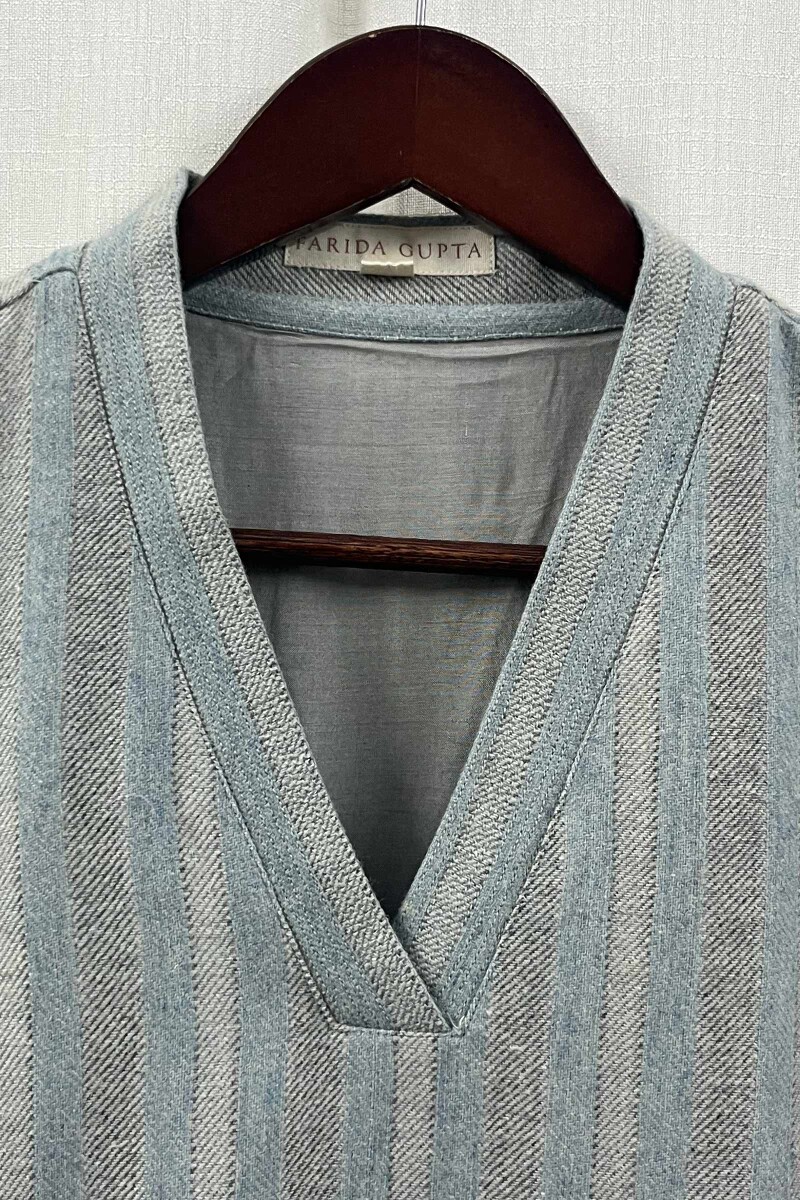Light Blue Handcrafted Straight Handloom Cotton Kurta