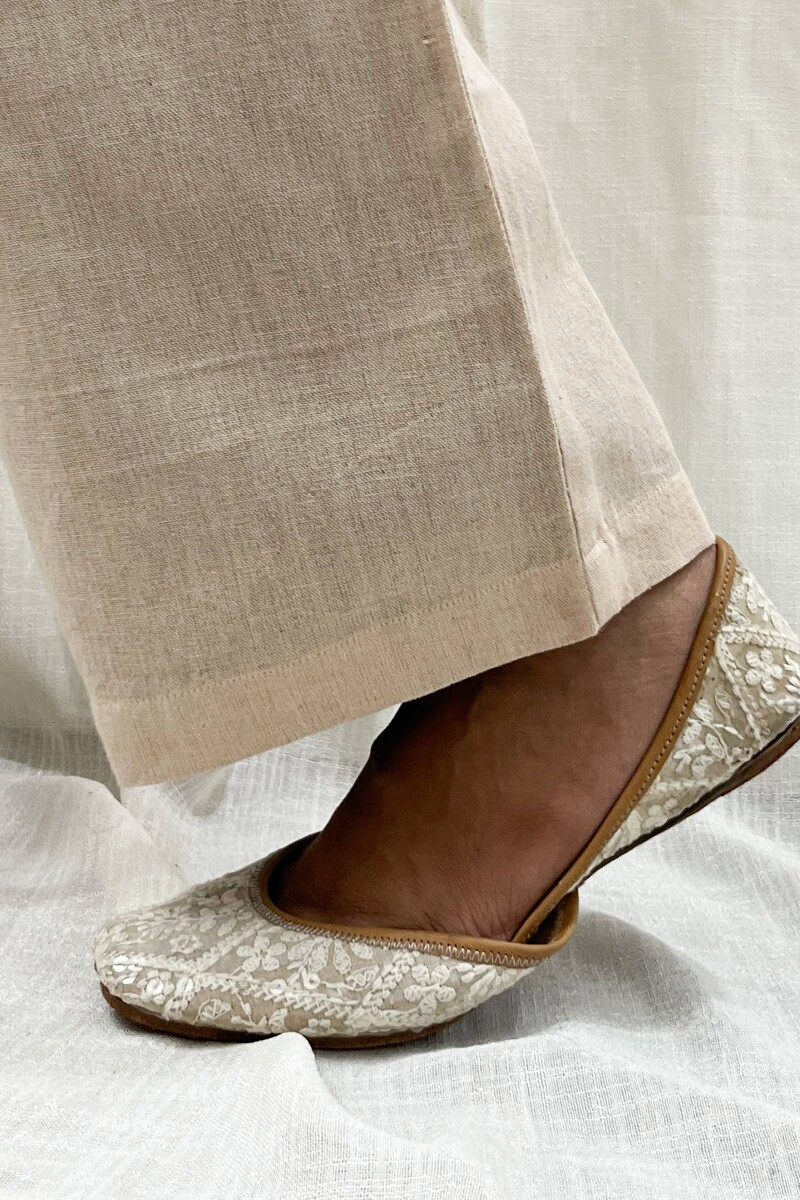 Cream Handcrafted Handloom Cotton Pants