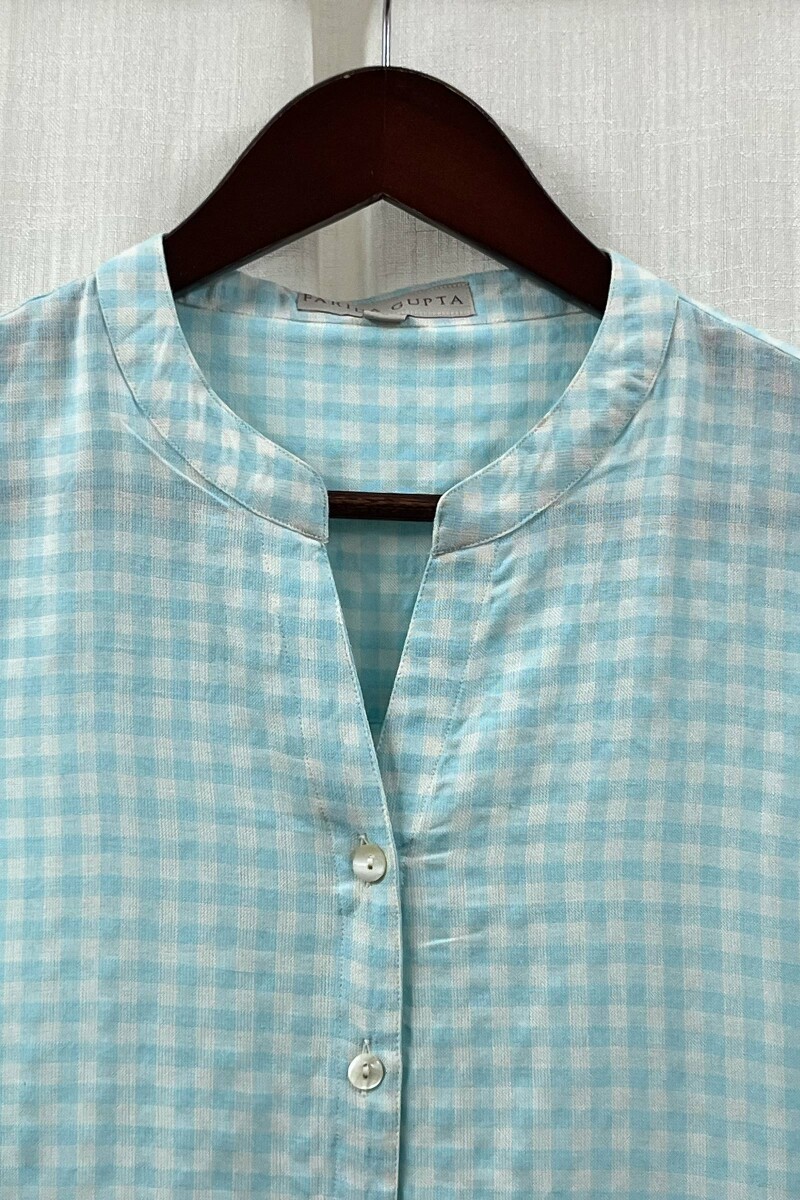 Sky Blue Handcrafted Handloom Cotton Top