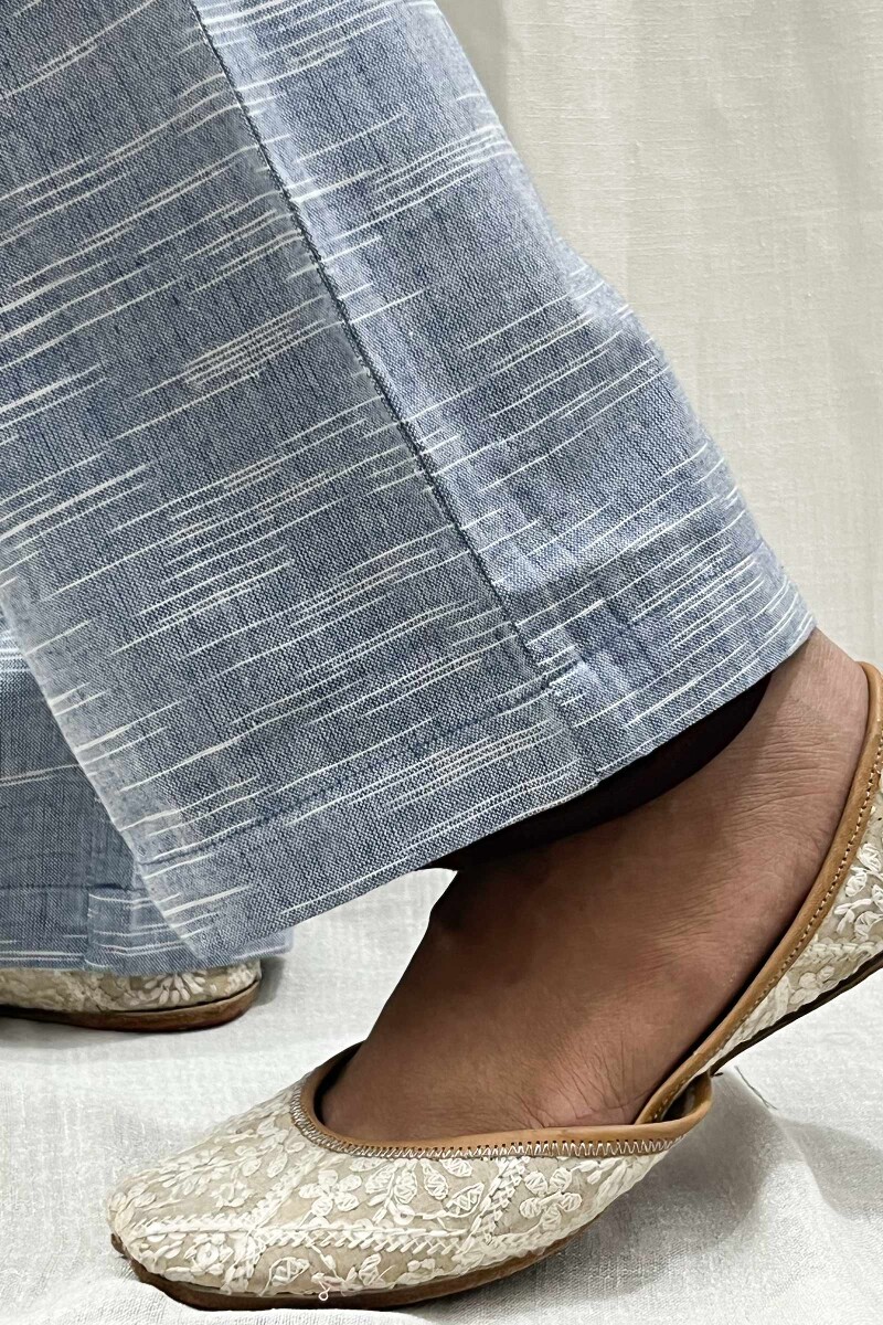 Blue Handcrafted Handloom Cotton Pants