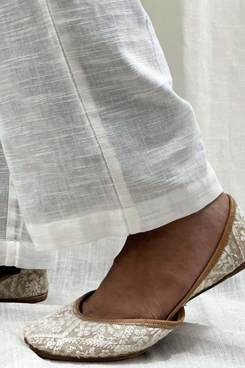 White Handcrafted Handloom Cotton Pants