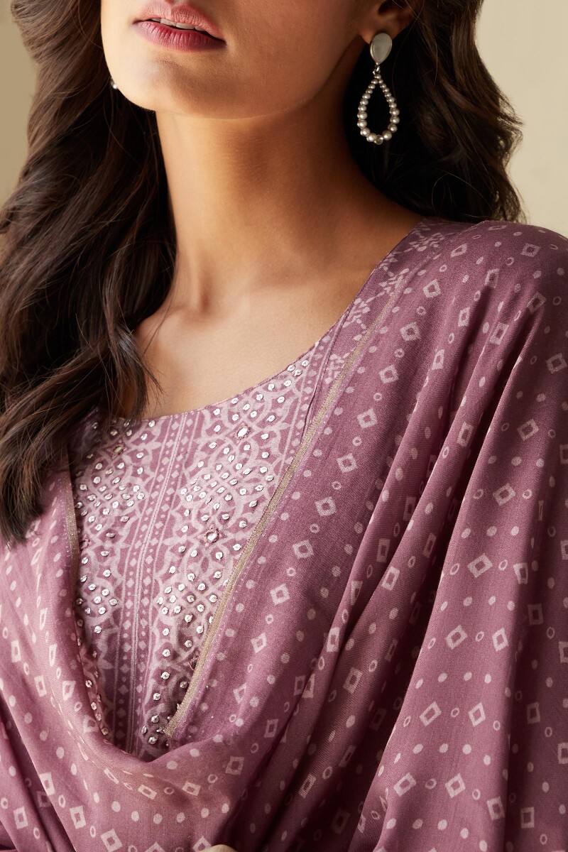 Purple Printed Modal Dupatta