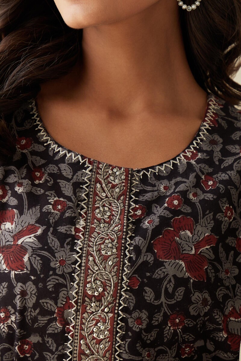 Bagru Hand Block-Printed Straight Cotton Kurta