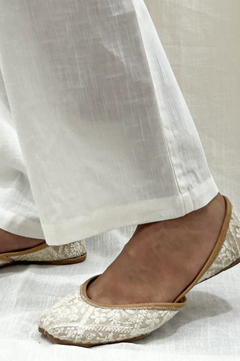 White Handcrafted Handloom Cotton Pants