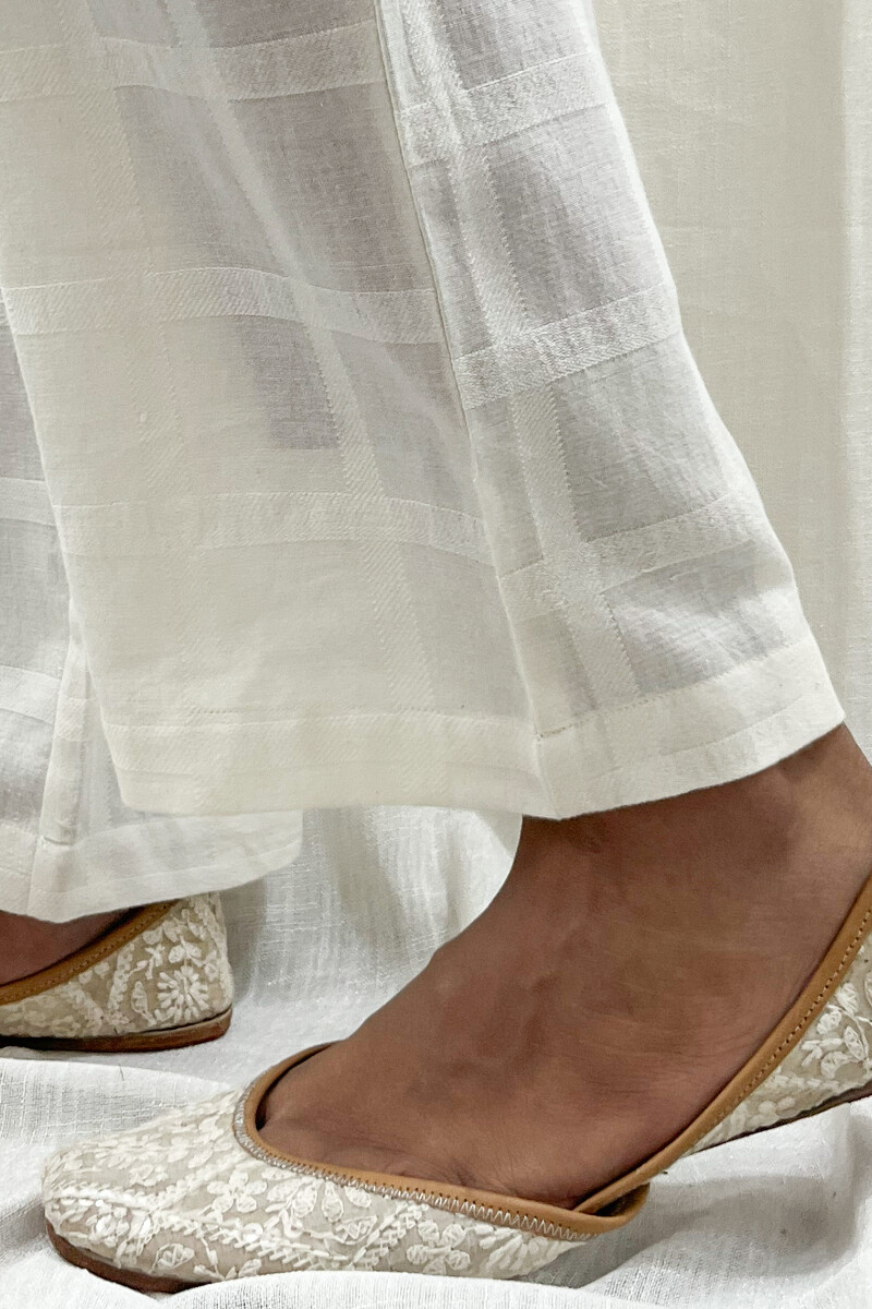 White Handcrafted Handloom Cotton Pants