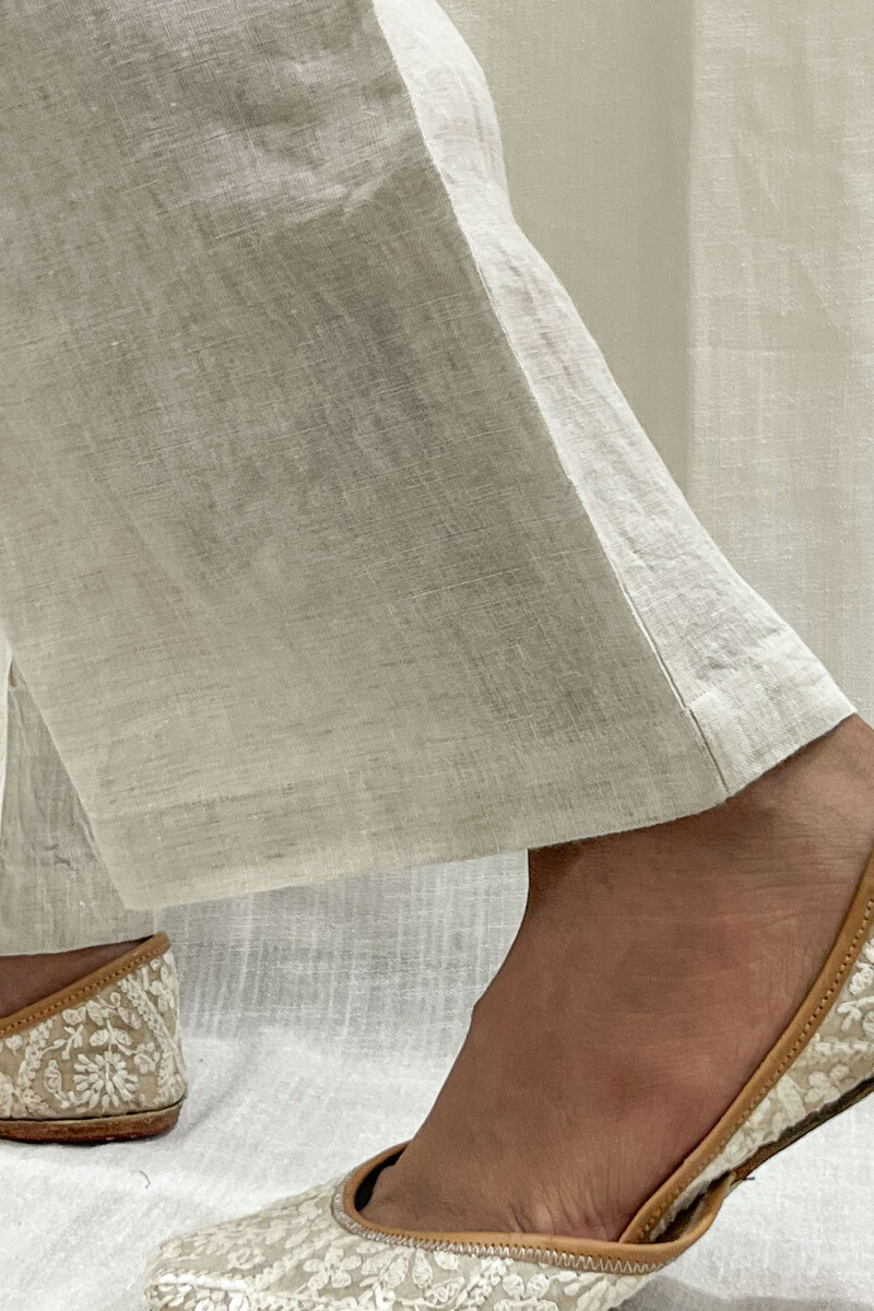 White Handcrafted Handloom Cotton Pants