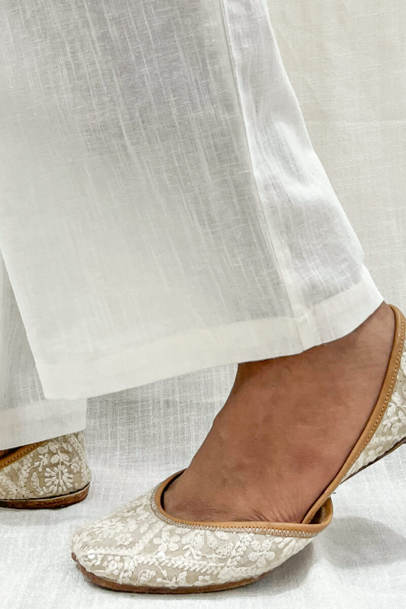 White Handcrafted Handloom Cotton Pants