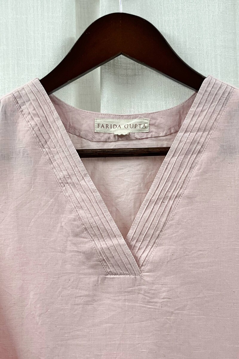 Light Pink Handcrafted Straight Cotton Linen Kurta