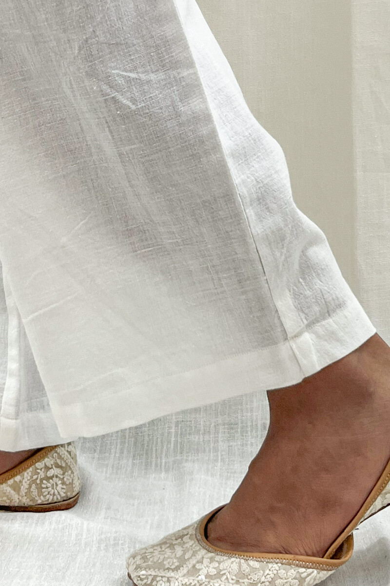 White Handcrafted Handloom Cotton Pants