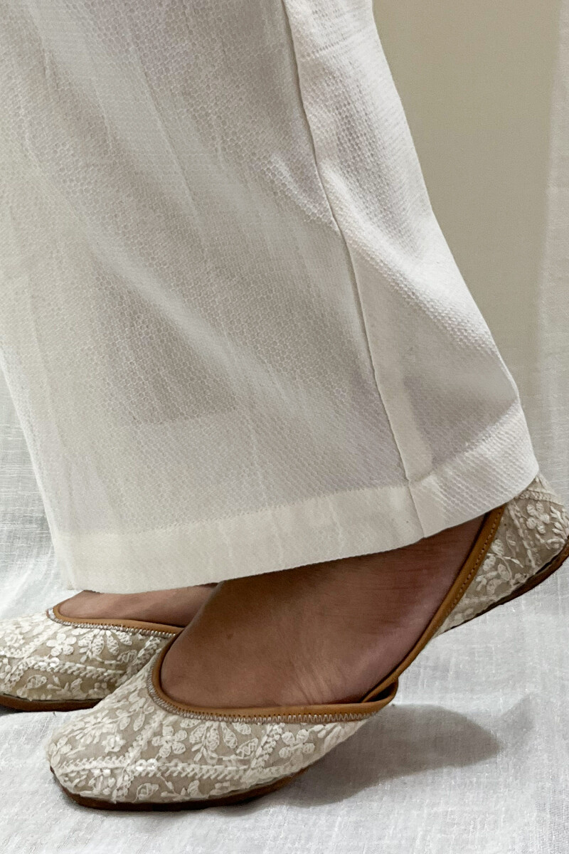 White Handcrafted Handloom Cotton Pants