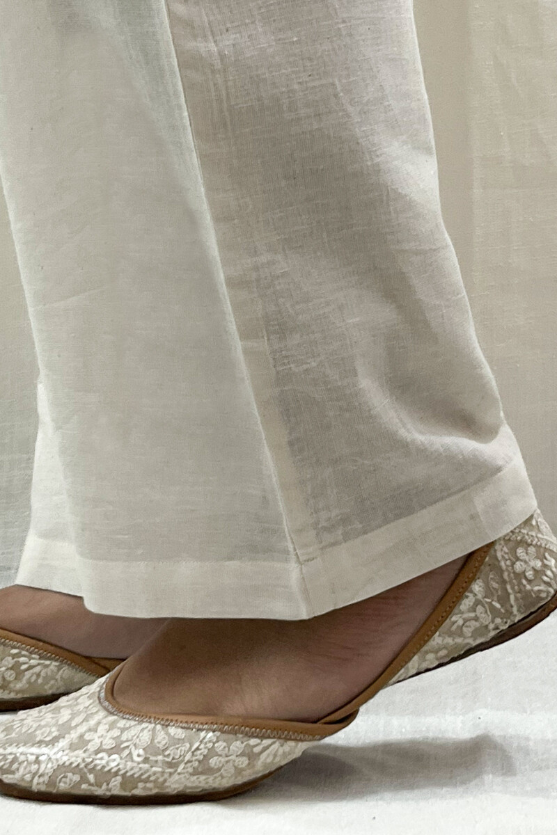 White Handcrafted Handloom Cotton Pants