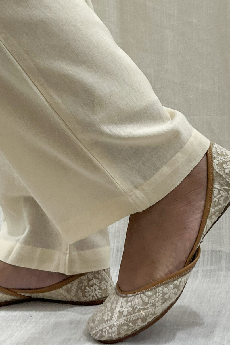 Cream Handcrafted Handloom Cotton Pants