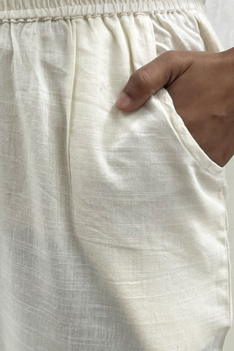 Cream Handcrafted Handloom Cotton Pants