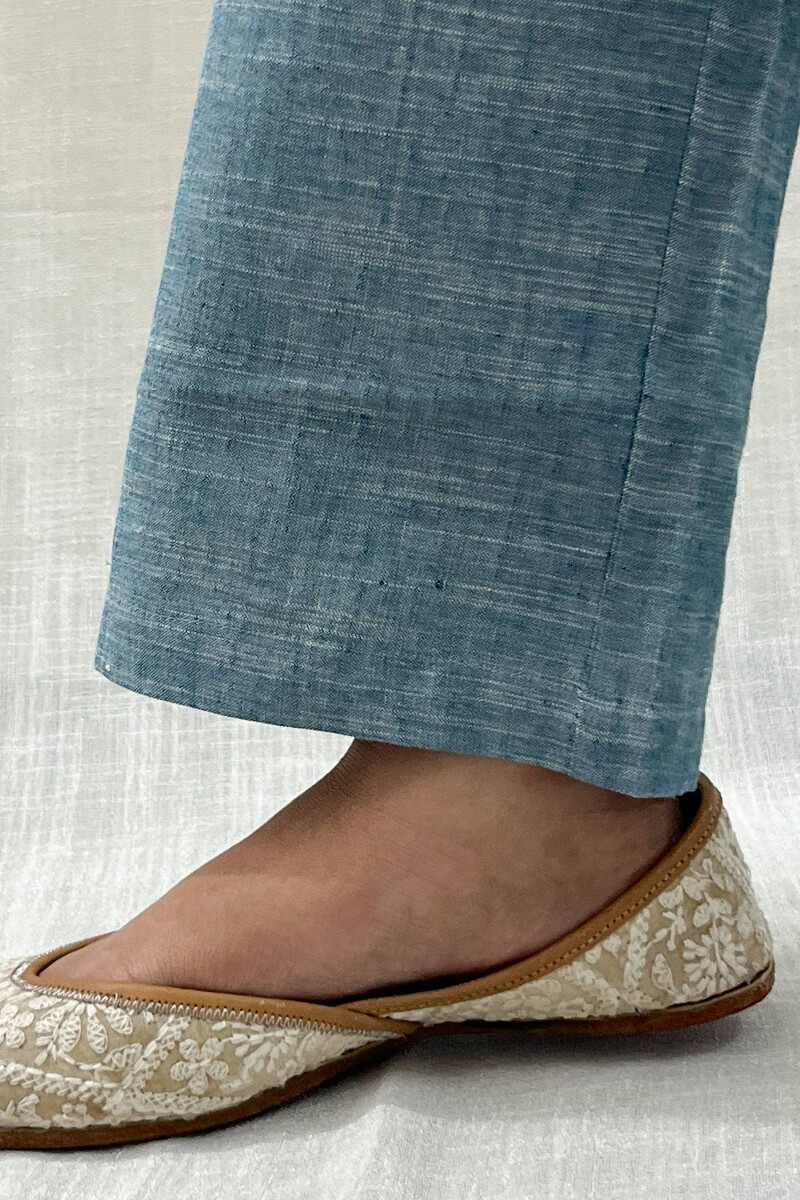 Sea Blue Handcrafted Handloom Cotton Pants