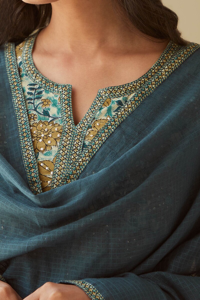 Teal Handcrafted Kota Dupatta