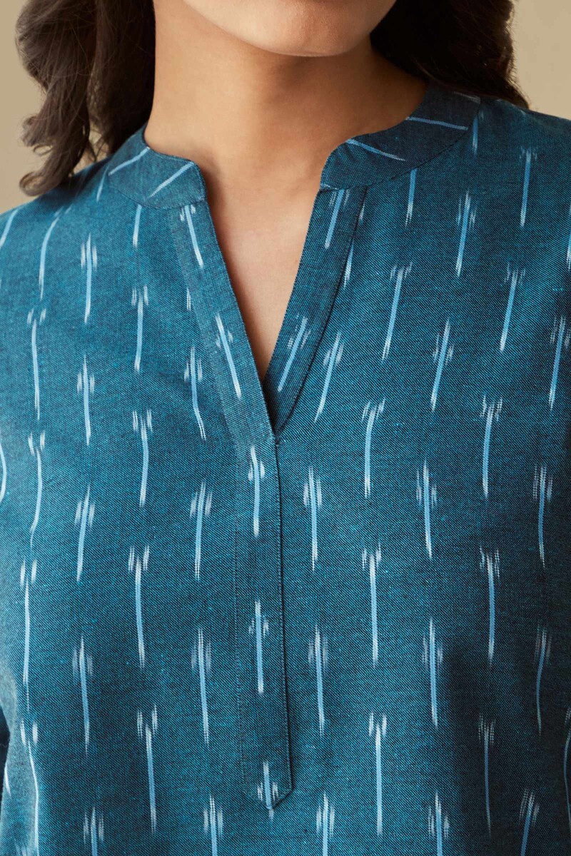 Blue Handcrafted Cotton Polyester Top