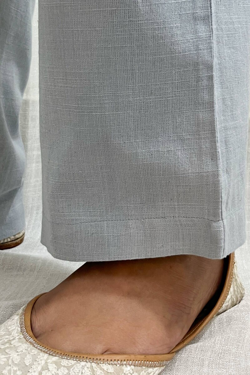 Grey Handcrafted Handloom Cotton Pants