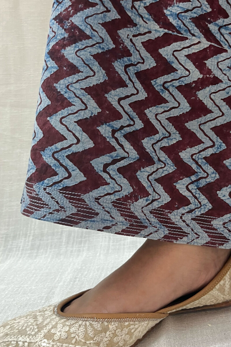 Blue Hand Block-Printed Cotton Farsi