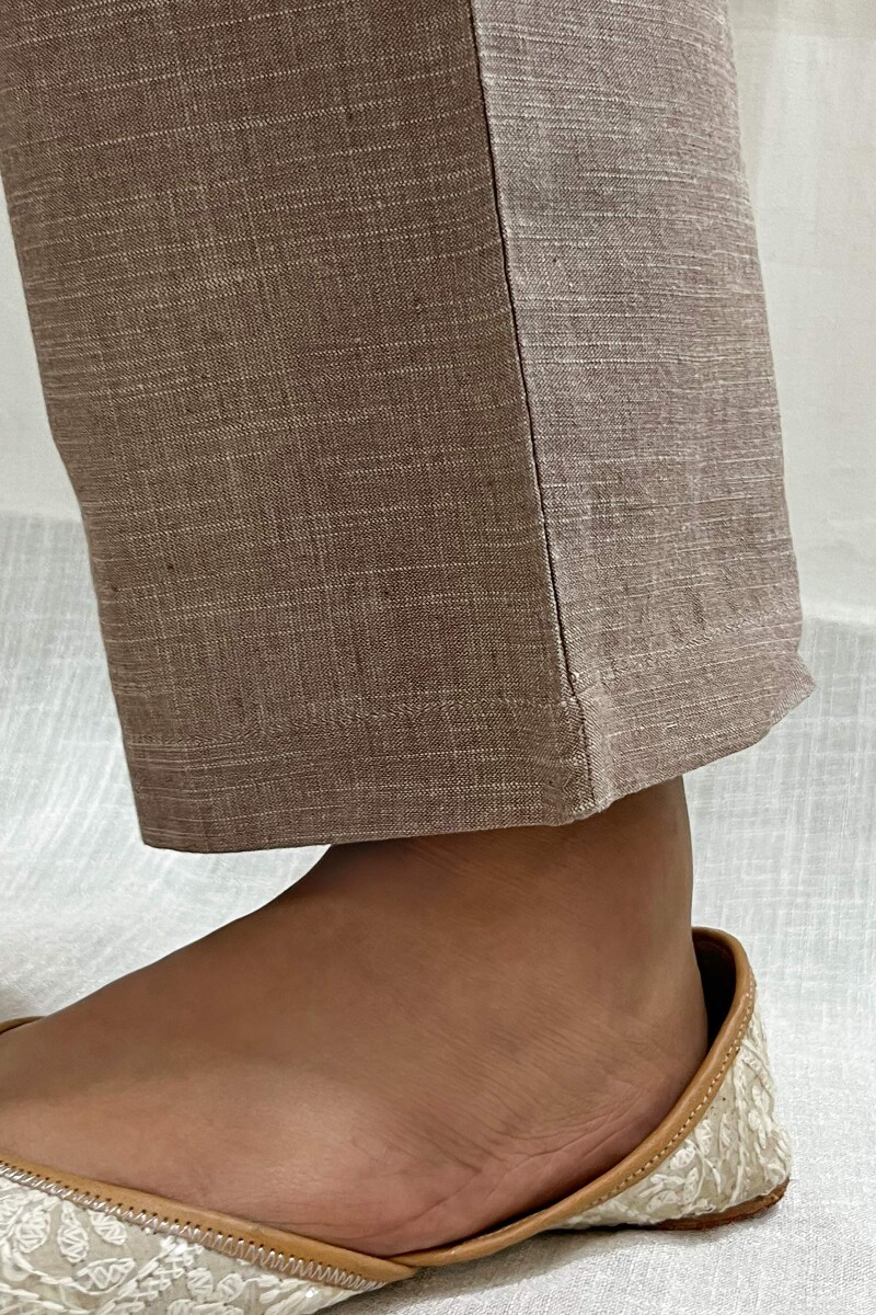 Brown Handcrafted Handloom Cotton Pants
