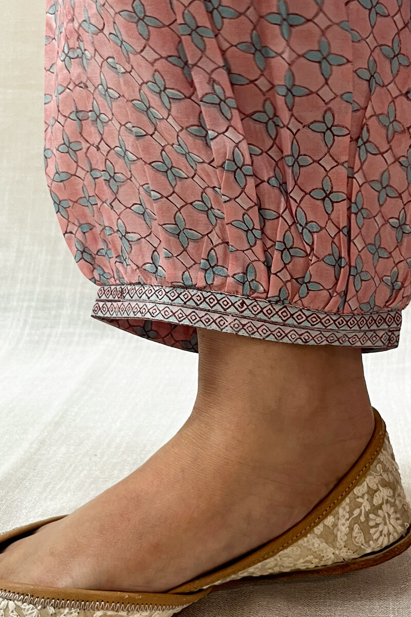 Pink Hand Block-Printed Modal Izhaar Pants