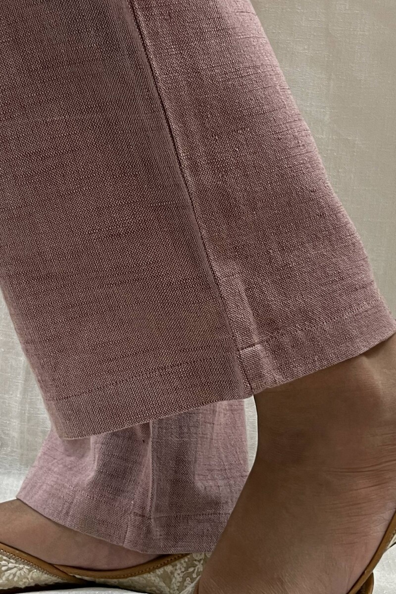 Pink Handcrafted Handloom Cotton Pants
