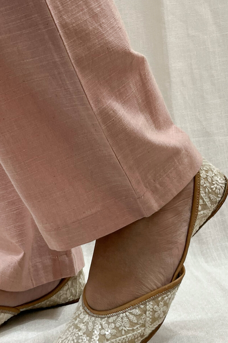 Pink Handcrafted Handloom Cotton Pants