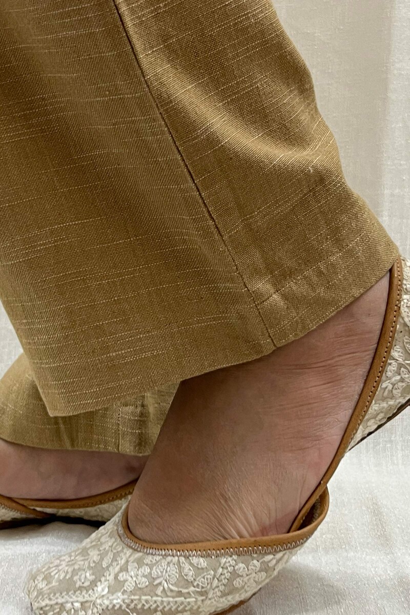 Khaki Handcrafted Handloom Cotton Pants