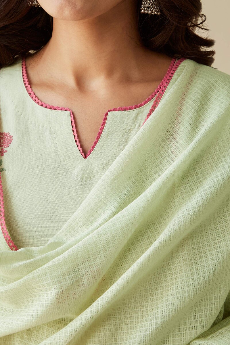 Green Handcrafted Kota Dupatta