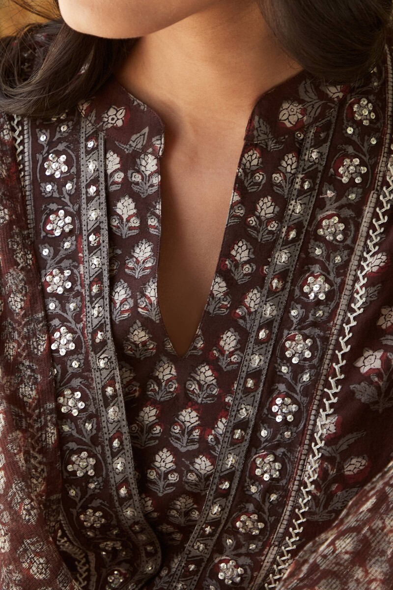Bagru Hand Block-Printed Straight Cotton Kurta