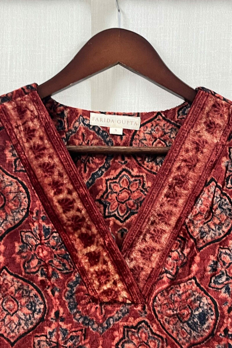 Ajrak Hand Block-Printed Straight Velvet Kurta